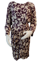 Vtg Blouson Dress Womens Sz 8 Purple Floral Surplice Long Sleeve Jonatha... - $22.06