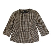 Talbots Petite Wool Tweed Plaid Blazer Women’s Size 12P Brown Button Front Lined - £34.66 GBP