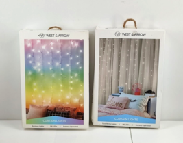 West &amp; Arrow Cool White &amp; Rainbow LED Curtain Lights Battery Operated Clear Wire - £12.81 GBP