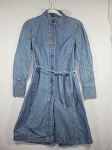 Vtg Jeanology Newport News Denim Dress Women Midi Button Pockets Belt Size 4 - £23.97 GBP