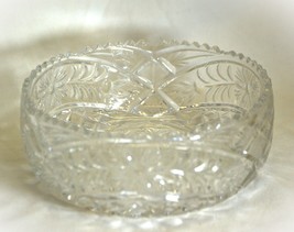 Crystal Centerpiece Fruit Bowl Daisy Hobstar Waffle Soft Sawtooth Edge - $69.29