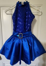 Dance Costume Dress Weissman Jazz Little Kid Blue Sequin Ballet Belt Gir... - $29.65