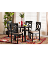 Armel Modern Beige Fabric and Dark Brown 5-Piece Dining Set - $8,876.79 MXN
