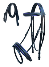 Horse English All-Purpose Trail Black Leather Padded Bridle Reins Flash 803AX09 - £47.57 GBP