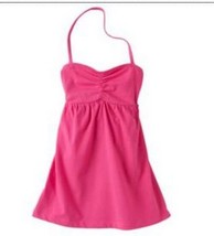 SO Girls 7-16 Convertible Halter Knit Top Hollywood Pink Smocked Tube with Tie - £7.80 GBP