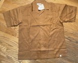 100% Linen Shirt Mens L Brown NWT Short Sleeve Button PJ Mark Y2K Relaxe... - $22.50