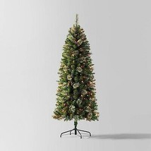 6&#39; Pre-Lit Slim Virginia Pine Artificial Christmas Tree Multicolor Lights - - £92.02 GBP