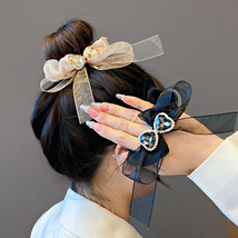 Crystal Large Heart Butterfly Bow Hair Tie Scrunchie - $4.50