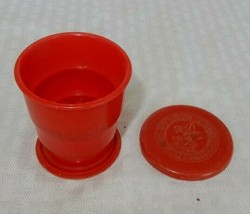 Vintage Boy Scouts of America Collapsable Cup w/ Lid RED - £11.27 GBP