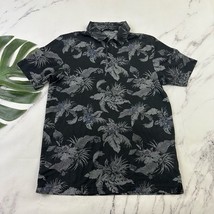 Travis Mathew Mens Polo Shirt Size S Gray Black Hawaiian Floral Tropical - $506.46 MXN