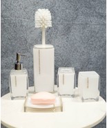 Stain White Austrian Crystals 6 Piece Chic Bathroom Vanity Accessories G... - $1,122.96 MXN