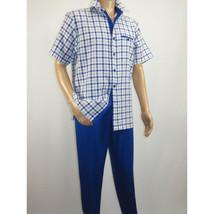 Men 2pc Walking Leisure Suit Short Sleeves By DREAMS Fancy 283-11 Royal Blue image 2