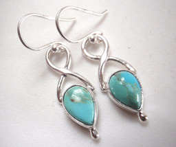 Turquoise Pear Shaped 925 Sterling Silver Dangle Earrings - £10.06 GBP