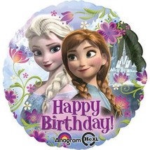 Disney Frozen Happy Birthday Foil Mylar 18&quot; Balloon Round with Elsa and Anna - £2.31 GBP