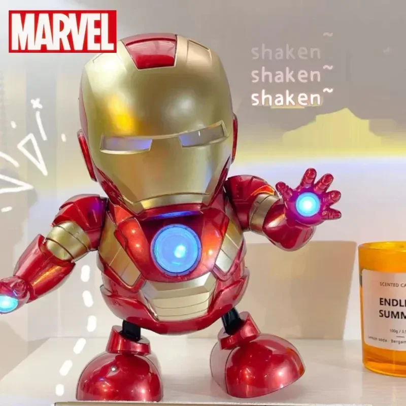 Genuine Marvel Iron Man Dance Anime Action Figures Sing Sound Led Spiderman - $30.10