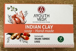Clay soap with organic turmeric and rose,hand made 100g - $4.03