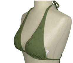 Roxy Current Coolness Olive Textured Elongated Triangle Bikini Swim Top Size XS - £14.95 GBP