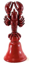 Vintage Red Metal Lobster Hand Bell Coastal Nautical Kitchen Decor - $14.95