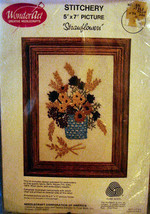 Vintage Wool Embroidery Kit &quot;Strawflowers&quot; - 5&quot;x7&quot; - £4.48 GBP