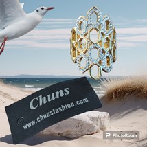 NWT! Womens Chuns Crisscross Lattice Gold Tone Ring Size 8 Band Clear St... - $3.00