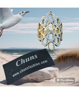 NWT! Womens Chuns Crisscross Lattice Gold Tone Ring Size 8 Band Clear St... - €2,59 EUR