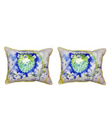 Pair of Betsy Drake Spiny Puffer Large Indoor Outdoor Pillows - £70.39 GBP