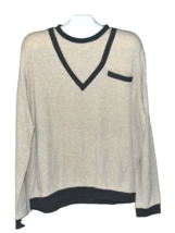 Hugo Boss Men’s Beige Brown Trim Long Sleeve Cotton Sweater Size L - $45.47
