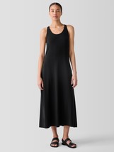 Eileen Fisher Black Sleeveless Fine Jersey Racerback Midi Tank Dress Siz... - $99.99