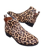 Franco Sarto Leopard Print Fur Calf Hair Ankle Boots Mid Heel Size 7.5 Med - £31.81 GBP