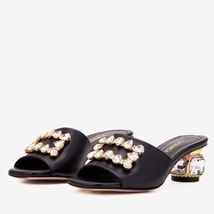 The Noctara Black Crystal Heel Women Sandal image 2