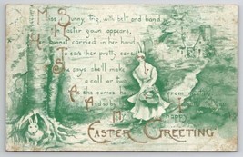 Miss Bunny Trig In Easter Gown On Cottage Trail Poem 1910 Postcard O25 - £14.91 GBP