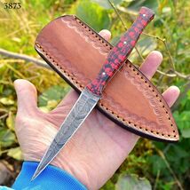 9'Damascus knife Hunting Survival camping dagger Fixed boot Blade throwi... - $23.72