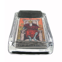 Tarot Card D5 Glass Square Ashtray 4&quot; x 3&quot; Smoking Cigarette IV The Emperor - £39.52 GBP
