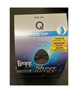 L&#39;eggs Leegs Sheer Energy Control Top Sheer Toe Off Black size Q 65606 F... - $20.17 CAD