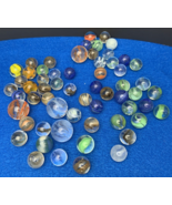 Old Vintage Marbles Variety LOT of 57 Glass White Green Blue Orange Clear - £31.13 GBP
