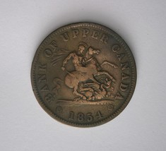 1854 Bank of Upper Canada Dragonslayer 1 penny token - £18.00 GBP