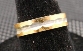 VTG Gold &amp; Silver Tone Metal Ring Signed India Size 6.25 - £4.54 GBP