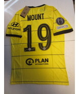 Mason Mount Chelsea FC UCL Match Slim Fit Yellow Away Soccer Jersey 2021... - $70.00