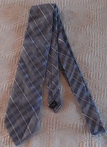 Calvin Klein Blue White Black Gray Plaid Silk Tie 59&quot; long - $9.89