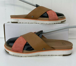 Ugg Women&#39;s Kari Leather Fusion/Coral Brown Cross Strap Slip-On Sandals Size 8 - £24.04 GBP