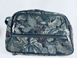 Vintage JAGUAR Green Floral Tapestry Duffel Bag Carry On Luggage Strap - $22.50