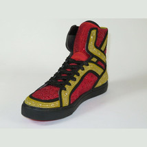 Mens High Top Shoes By FIESSO AURELIO GARCIA ,Fancy Rhine stones 2402 Red Gold image 7