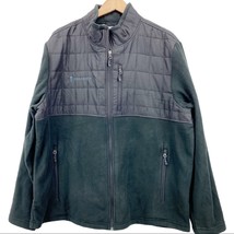 Free Country Mens XXL Quilted Overlay Fleece Jacket Full Zip Black Outdoor  - $26.99