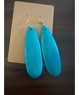 Simple Oblong Wooden Jewelry Trendy  Earrings Turquoise - €5,92 EUR