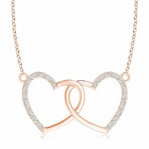 Authenticity Guarantee 
Natural G VS2 Diamond Twin Heart Pendant Necklace in ... - £409.64 GBP