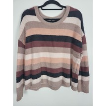 Torrid Fuzzy Sweater 1X Womens Plus Size Multicolor Striped Long Sleeve Crew - £20.24 GBP
