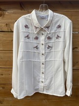 Vintage KORET Embroidered Blouse Shirt Womens Size 16 Ivory - £9.51 GBP