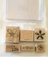 Set Of 6 Stampin Up DELIGHT IN LIFE Wood Mounted Stamps 2007 + Case - £7.02 GBP