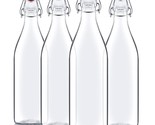 Bormioli Rocco Giara Swing Top Bottles 33  Ounce-4 Pack Round Clear Glas... - £33.82 GBP
