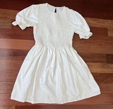 Misguided Smocked Babydoll Dress Size 8 Ivory Mini Puff Sleeve - $24.74